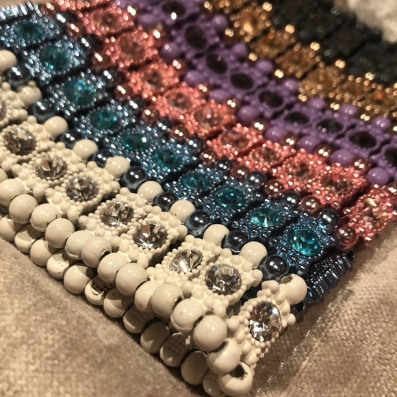 Zigzag  Style Trendy Chevron Gem Statement Cuff Bracelet - Picture 6 of 10